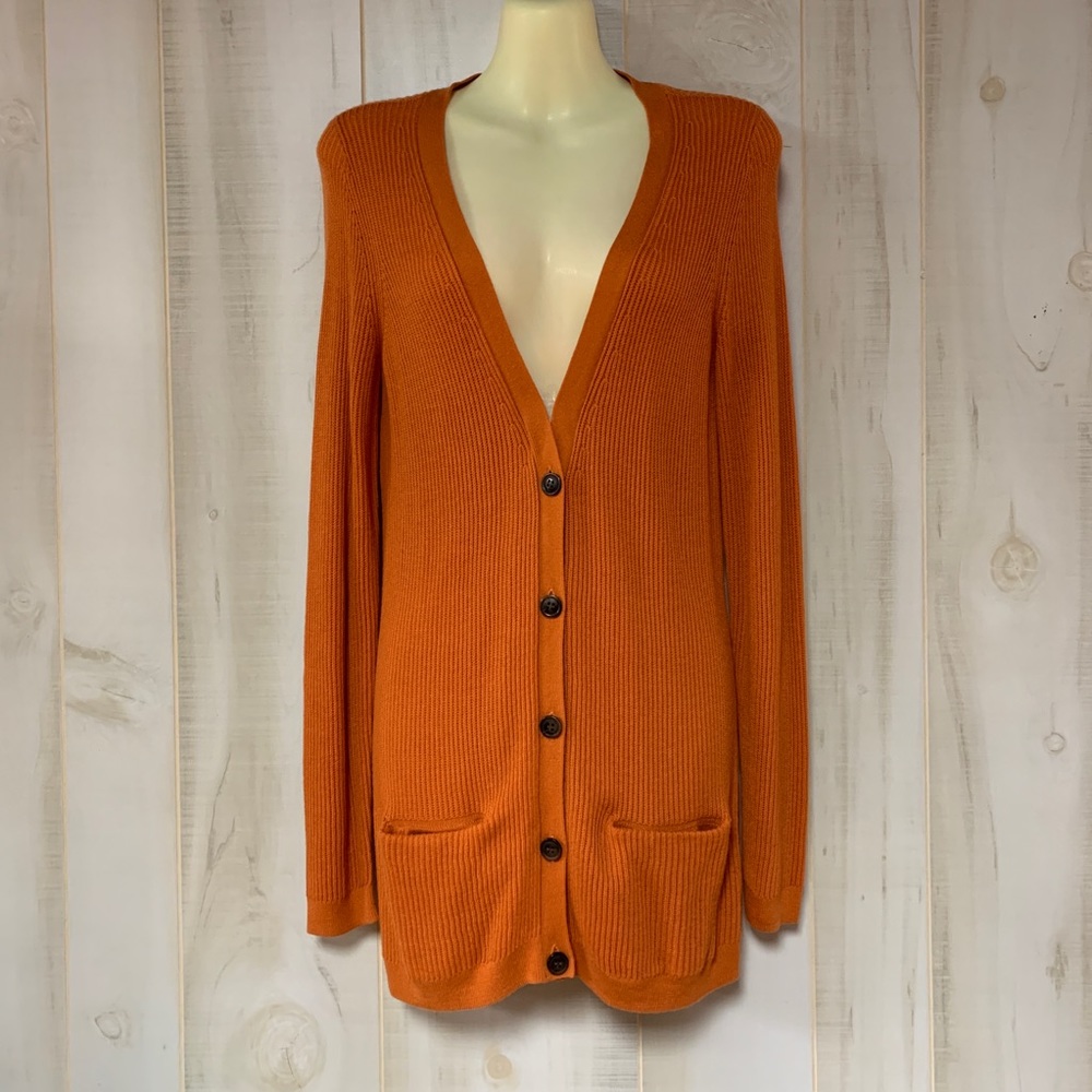 Halogen Rust Amber V Neck Boyfriend Cardigan S - Picture 3 of 7
